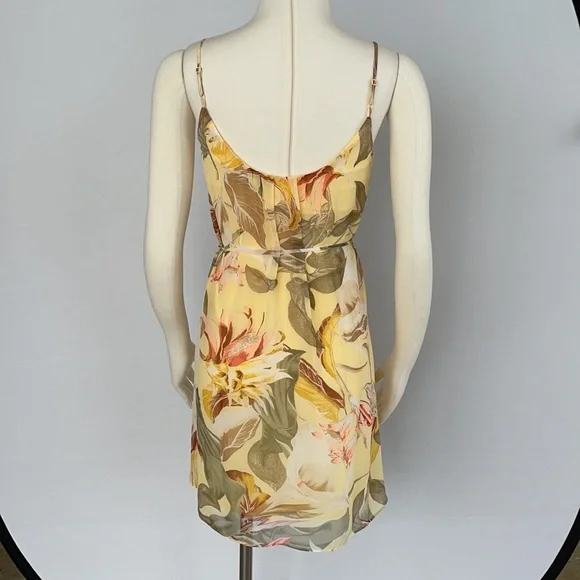 NWOT WHBM Yellow Tropical Print Slip Dress Size 0 - Picture 9 of 15